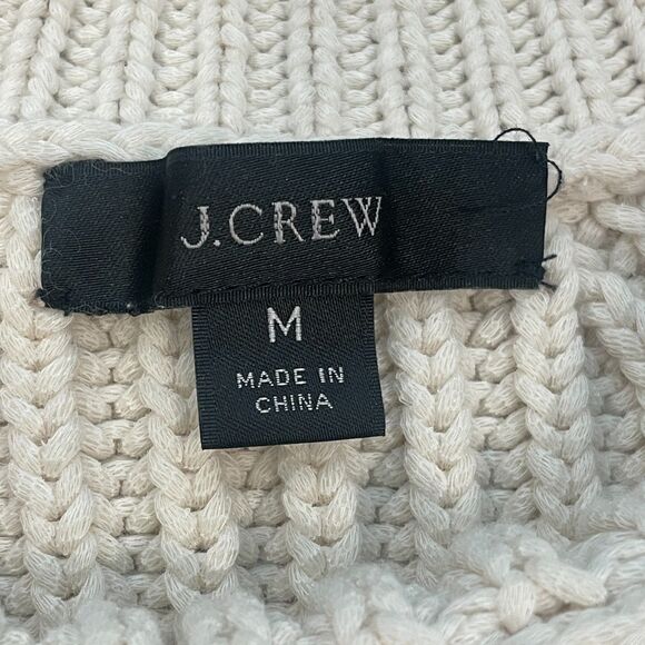 ~ J.Crew Med Cable Knit Sweater Womens Chunky Ribbed Thick Cotton Blend Crewneck - Picture 10 of 13
